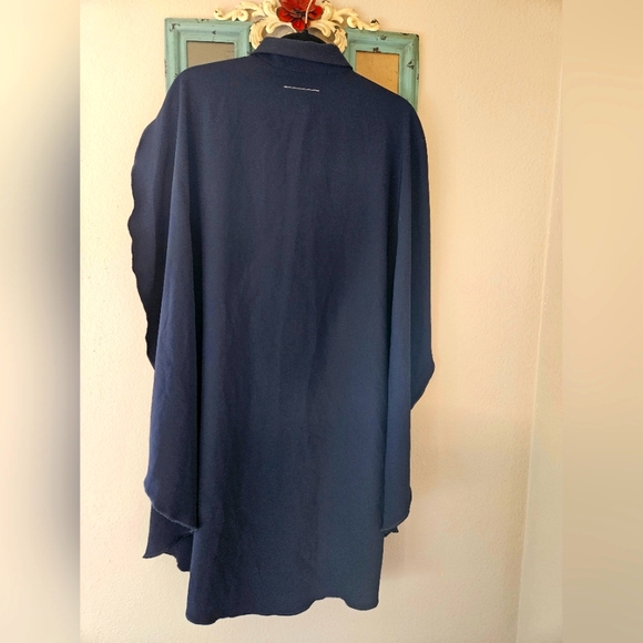 MM6 Maison Martin Margiela  Blue Cape-effect  Shirt mini dress Navy - Picture 5 of 14